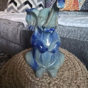 Blue Ceramic Elephant Figurine
